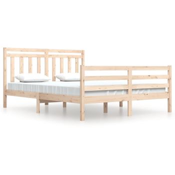 Estructura De Cama De Madera Maciza 160x200 Cm Vidaxl