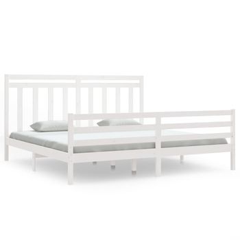 Estructura De Cama Madera Maciza Blanca 200x200 Cm Vidaxl