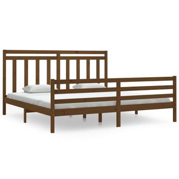 Estructura De Cama Madera Maciza De Pino Marrón Miel 200x200 Cm Vidaxl