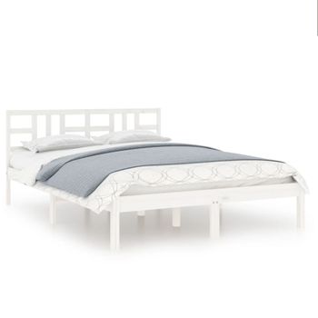 Estructura De Cama De Madera Maciza Blanca 140x190 Cm Vidaxl