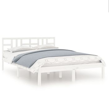 Estructura De Cama Madera Maciza Blanco Supe King 180x200 Cm Vidaxl