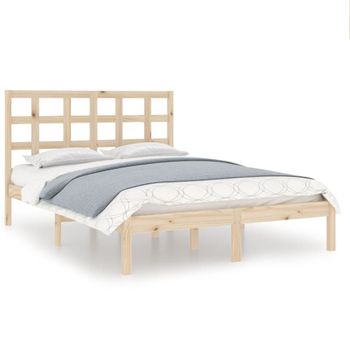 Estructura De Cama De Matrimonio Madera Maciza 135x190 Cm Vidaxl