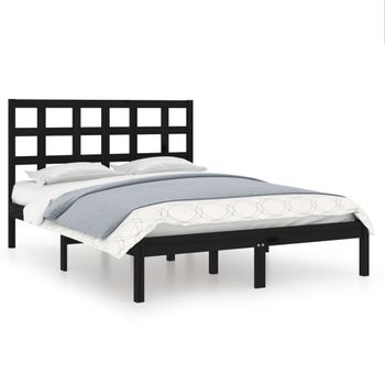 Estructura De Cama Madera Maciza Negra King Size 150x200 Cm Vidaxl