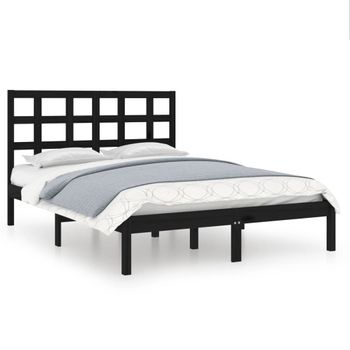 Estructura De Cama Madera Maciza Negro Supe King 180x200 Cm Vidaxl