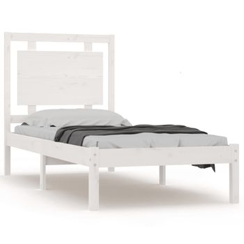 Estructura De Cama Madera Maciza Individual Blanco 75x190 Cm Vidaxl