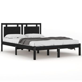 Estructura De Cama Madera Maciza Negra 120x190 Cm Vidaxl