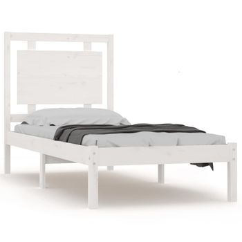 Estructura De Cama Madera Maciza De Pino Blanca 90x200 Cm Vidaxl