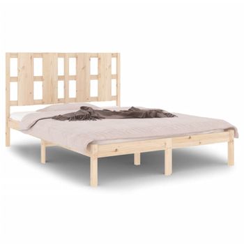 Estructura De Cama De Matrimonio Madera Maciza 135x190 Cm Vidaxl