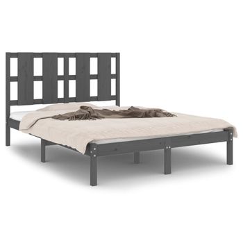 Estructura De Cama Madera Maciza De Pino Gris 120x200 Cm Vidaxl