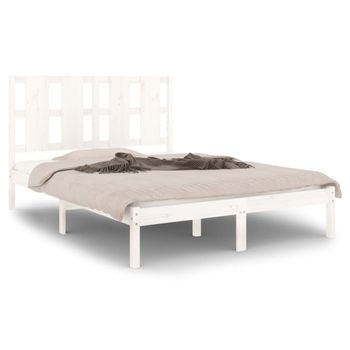 Estructura De Cama De Madera Maciza De Pino Blanca 140x200 Cm Vidaxl