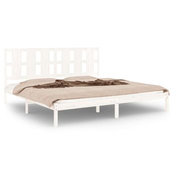 Estructura De Cama Madera Maciza De Pino Blanco 200x200 Cm Vidaxl