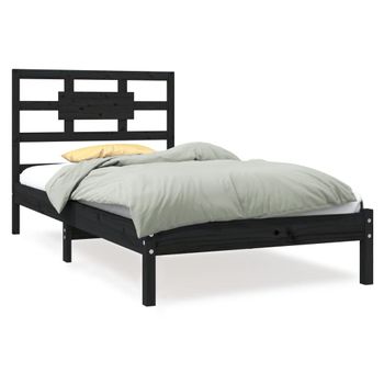 Estructura De Cama Madera Maciza Negro 100x200 Cm Vidaxl