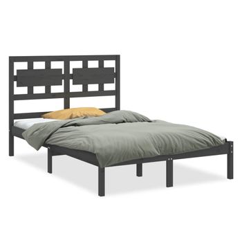 Estructura De Cama Madera Maciza De Pino Gris 120x200 Cm Vidaxl