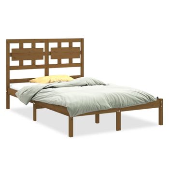 Estructura De Cama Madera Maciza King Marrón Miel 150x200 Cm Vidaxl