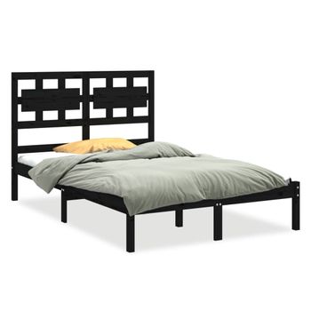 Estructura De Cama Madera Maciza Negra King Size 150x200 Cm Vidaxl