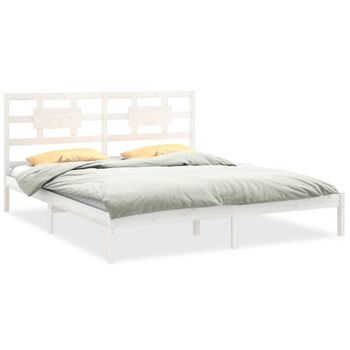 Estructura De Cama De Madera Maciza De Pino Blanca 160x200 Cm Vidaxl