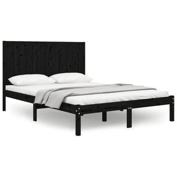 Estructura De Cama Madera Maciza Pino Negra Doble 120x190 Cm Vidaxl