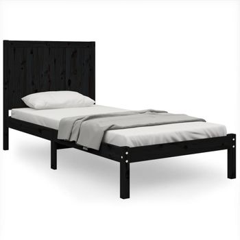 Estructura De Cama De Madera Maciza De Pino Negro 90x200 Cm Vidaxl