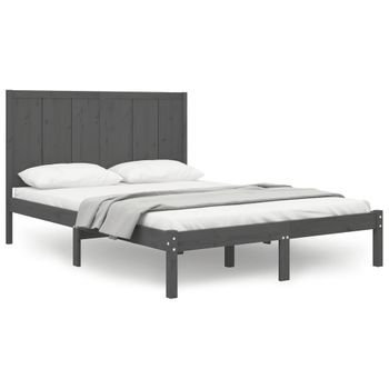 Estructura De Cama Madera Maciza De Pino Gris 120x200 Cm Vidaxl