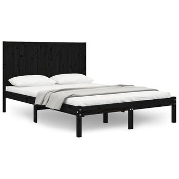 Estructura De Cama Madera Maciza De Pino Negro 120x200 Cm Vidaxl