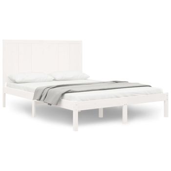 Estructura De Cama De Madera Maciza De Pino Blanca 140x200 Cm Vidaxl