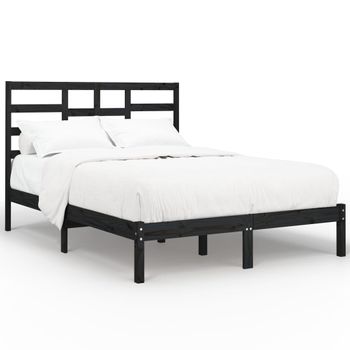 Estructura De Cama Madera Maciza Negra 120x190 Cm Vidaxl