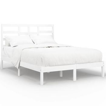 Estructura De Cama De Madera Maciza Blanca 140x190 Cm Vidaxl