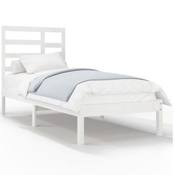 Estructura De Cama Madera Maciza De Pino Blanca 90x200 Cm Vidaxl