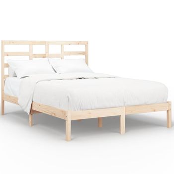 Estructura De Cama Madera Maciza 140x200 Cm Vidaxl