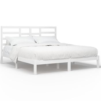 Estructura De Cama Madera Maciza Blanco Supe King 180x200 Cm Vidaxl