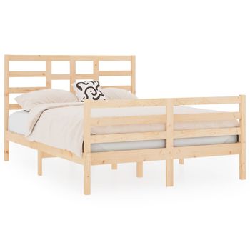 Estructura De Cama De Matrimonio Madera Maciza 135x190 Cm Vidaxl