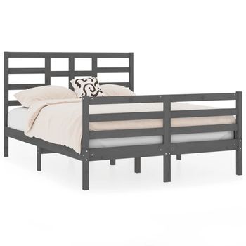 Estructura De Cama De Madera Maciza Blanca 140x190 Cm Vidaxl