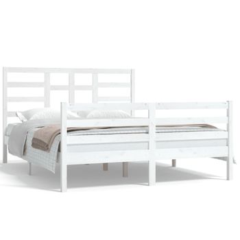 Estructura De Cama Madera Maciza Blanca King Size 150x200 Cm Vidaxl