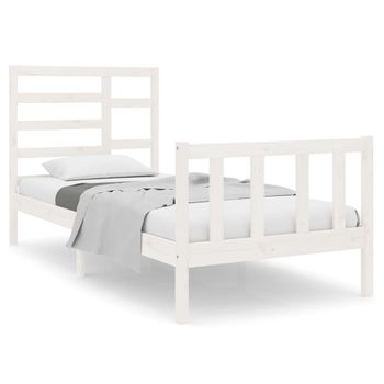 Estructura De Cama Individual Madera Maciza Blanco 90x190 Cm Vidaxl