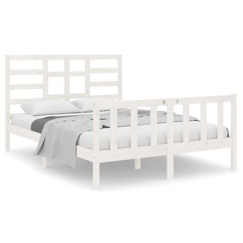 Estructura De Cama Doble Pequeña Madera Maciza Blanca 120x190cm Vidaxl