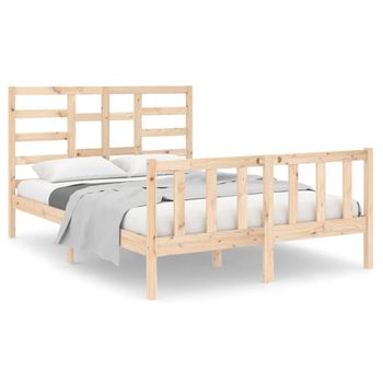 Estructura De Cama De Matrimonio Madera Maciza 135x190 Cm Vidaxl