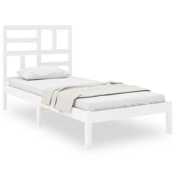 Estructura De Cama Individual Madera Maciza Blanco 90x190 Cm Vidaxl