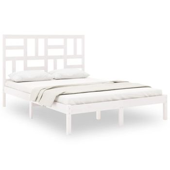 Estructura De Cama Doble Pequeña Madera Maciza Blanca 120x190cm Vidaxl