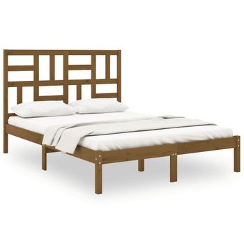 Estructura De Cama Doble Madera Maciza Marrón Miel 120x190 Cm Vidaxl