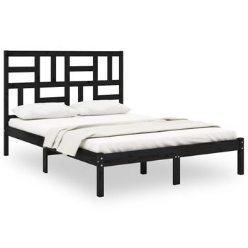 Estructura De Cama Madera Maciza Negra 120x190 Cm Vidaxl