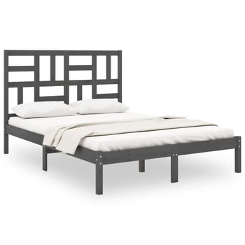 Estructura De Cama Madera Maciza De Pino Gris 120x200 Cm Vidaxl