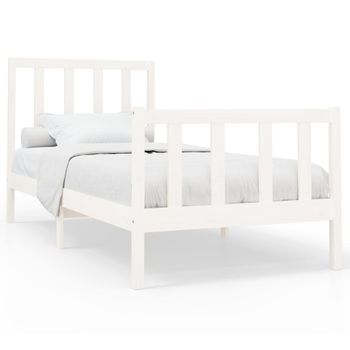 Estructura De Cama Madera Maciza De Pino Blanco 90x200 Cm Vidaxl