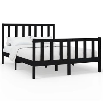 Estructura De Cama Madera Maciza De Pino Negro 120x200 Cm Vidaxl