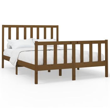 Estructura Cama Madera Maciza Marrón Miel King Size 150x200 Cm Vidaxl