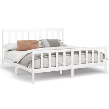 Estructura De Cama Madera Maciza De Pino Blanco 200x200 Cm Vidaxl