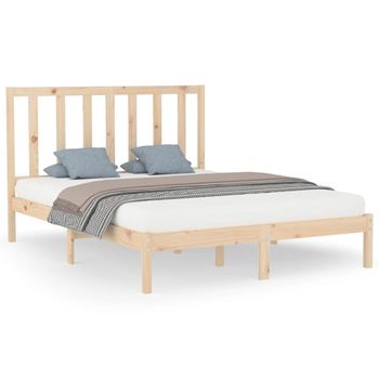 Estructura De Cama De Madera Maciza 140x200 Cm Vidaxl