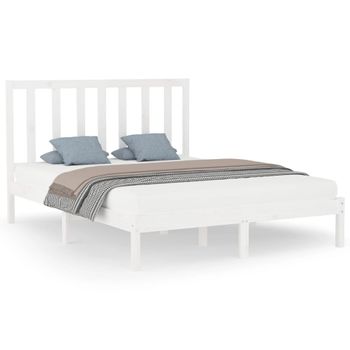 Estructura De Cama De Madera Maciza Blanca 160x200 Cm Vidaxl