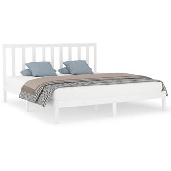 Estructura De Cama Madera Maciza Blanco 200x200 Cm Vidaxl