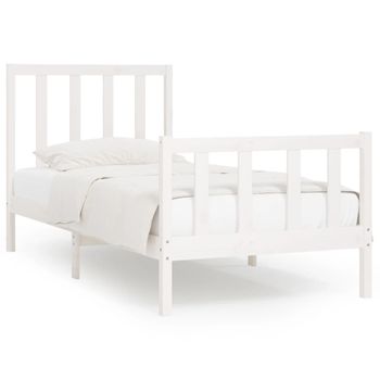 Estructura De Cama Madera Maciza Blanco 90x200 Cm Vidaxl