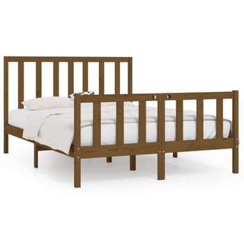 Estructura De Cama Madera Maciza King Marrón Miel 150x200 Cm Vidaxl